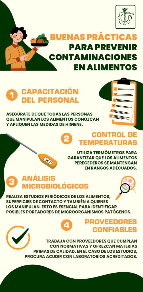 Buenas prácticas para prevenir contaminación en alimentos - infografía GRUPO MICROANALISIS